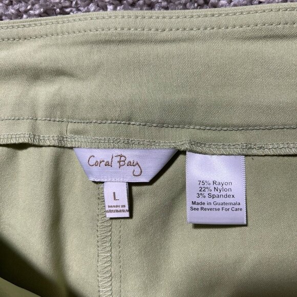 Coral Bay Womens Sz L Light Green Skirt Hidden Elastic Waist NWT - Picture 4 of 9